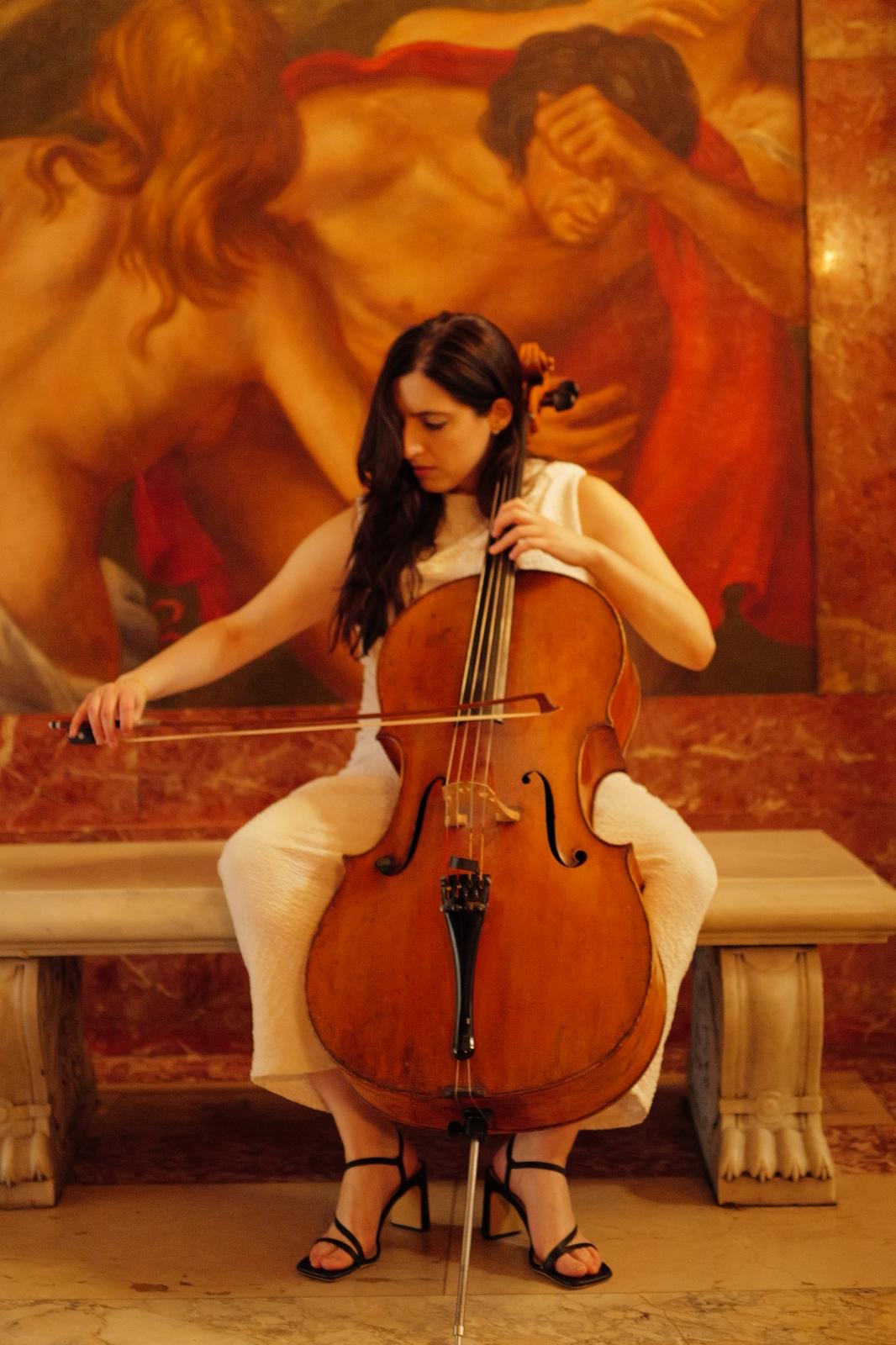 Cellist Tamar Sagiv performing